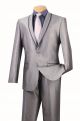 Vinci Slim Fit  Shawl Collar Single-Breasted Suit In Gray (SSH-1G)