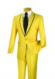 Vinci Slim Fit  Shawl Collar Single-Breasted Suit In Gold (SSH-1Y)
