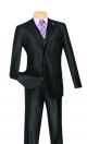 Vinci Three-Piece Slim Fit Solid Textured Suit In Black (SV2R-3B)