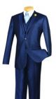 Vinci Three-Piece Slim Fit Solid Textured Suit In Blue (SV2R-3N)