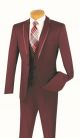 Vinci Three-Piece Textured Slim Fit Tuxedo in Burgundy (SV2T-8W)