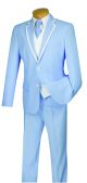 Vinci Three-Piece Fancy Pin-Stripe Slim Fit Single-Breasted Suit in Blue (SVFF-1N)