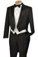Vinci Three-Piece Year Round Tuxedo with Tails in Black (T-2XB)
