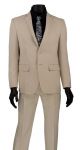 Vinci Two Button Trimmed Lapel Ultra Slim Single-Breasted Suit in Champagne (USRR-1C)