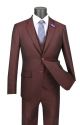 Vinci Three-Piece Textured Weave Ultra Slim Fit Single-Breasted Suit in Raisin (USVD-1R)