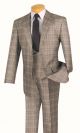 Vinci Three-Piece Single Breasted Glen Plaid Suit in Gray (V2RW-7G)