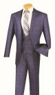 Vinci Three-Piece Single Breasted Glen Plaid Suit in Oxford Blue (V2RW-7N)