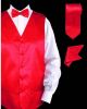 Daniel Ellissa Solid Satin Vest Set in Red (VS801-13)