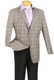 Vinci Two-Button Window-Pane Wool Sport Coat in Gray (WB-10G)