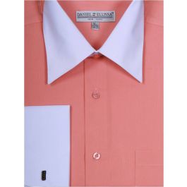Mens pink dress shop shirt with white collar
